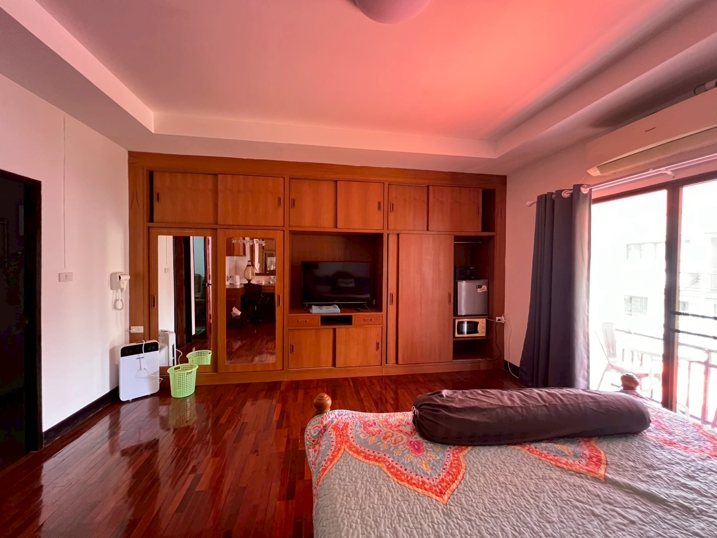Creativitea bright on-site resident studio apartment living room